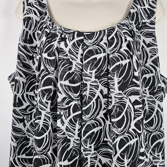 Spense Women's Sleeveless Black And White Pleated Top With Overlay Size … - Picture 3 of 6